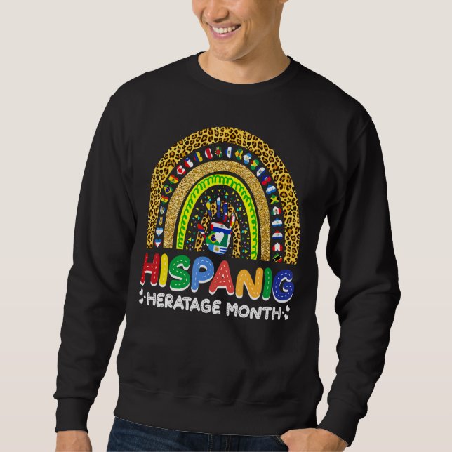 Sweatshirt Leopard Arc-en-ciel Mois du patrimoine hispanique  (Devant)
