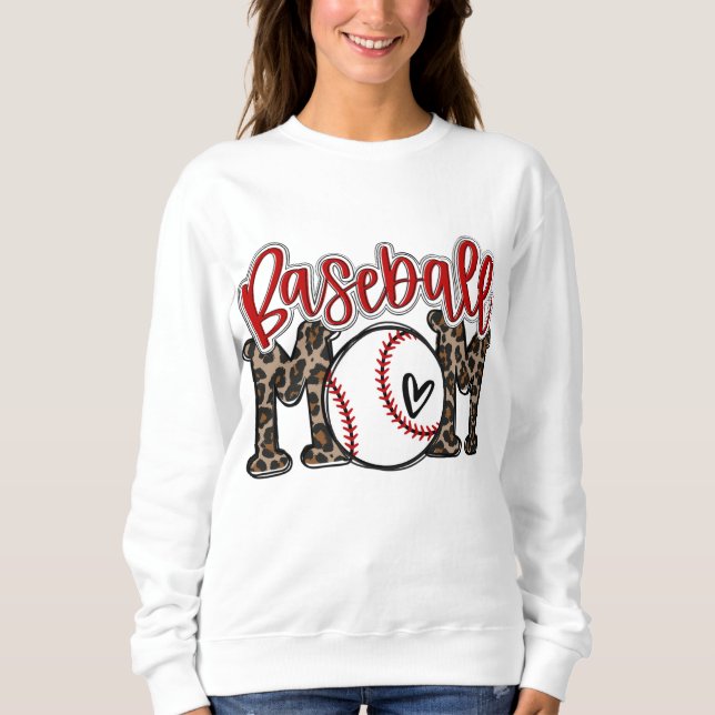 Sweatshirt Leopard Baseball Maman Jeu Vibes T - ball Maman M (Devant)
