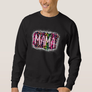 Sweatshirt Léopard bleu arc-en-ciel Mama Chemise Maman Vie Mè