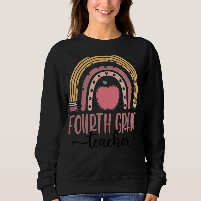 Sweatshirt Leopard Boho, enseignant de quatrième année Arc-en (Devant)
