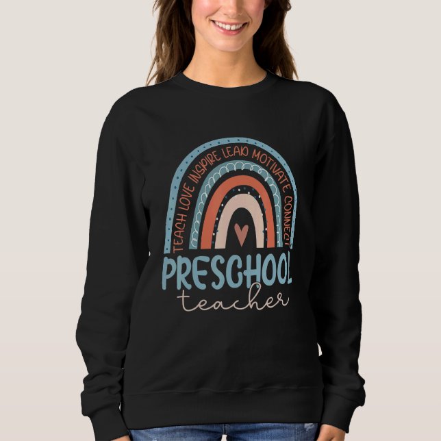Sweatshirt Leopard Boho, Enseignant Préscolaire Arc-En-Ciel R (Devant)
