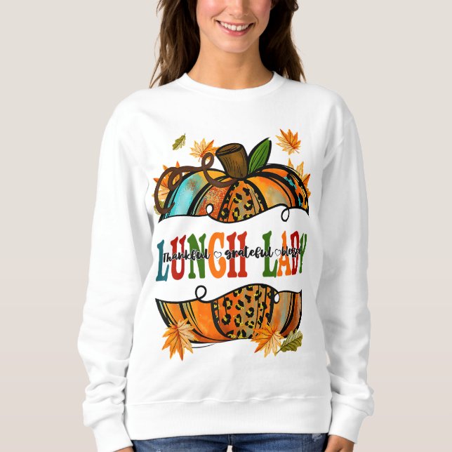 Sweatshirt Leopard Citrouille Automne Automne Thanksgiving La (Devant)