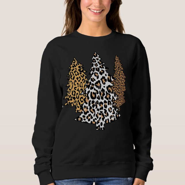 Sweatshirt léopard de noël arbres guépard cadeau poster de an (Devant)