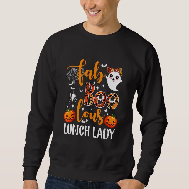 Sweatshirt Leopard Fab Boo Lous Lunch Lady Team Teacher Hallo (Devant)