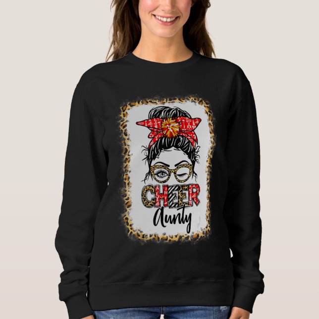 Sweatshirt Léopard Fouillé Cheer Tante Cheerleading Bun Décol (Devant)