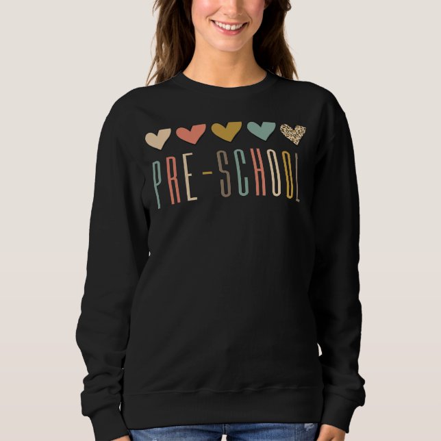 Sweatshirt Leopard Heart Préscolaire Étudiant Premier jour (Devant)