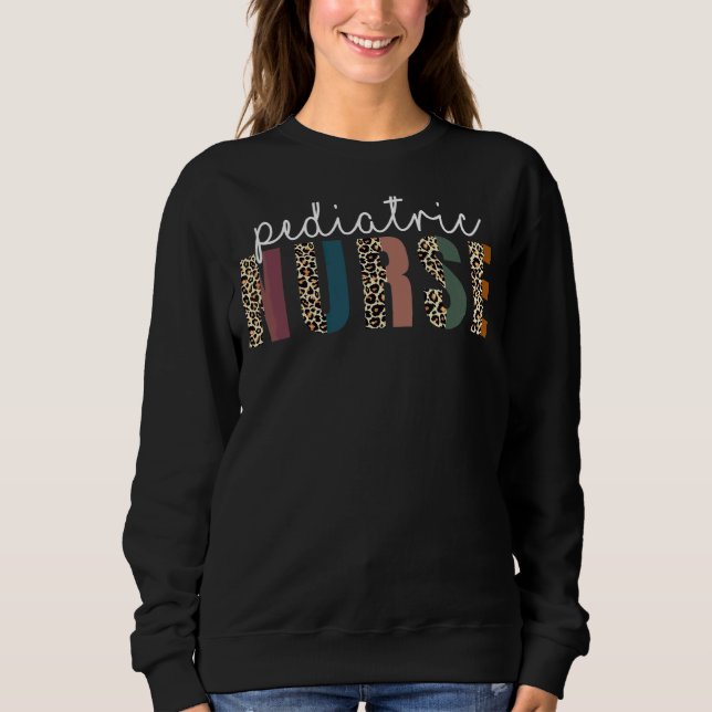 Sweatshirt Leopard Infirmière pédiatrique Soins infirmiers Ét (Devant)