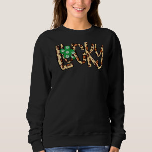 Sweatshirt Leopard Lucky Avec Shamrock Irish C St Patrick Day