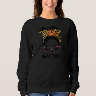 Sweatshirt Leopard Messy Bun Basketball Mamaw Life Jour V