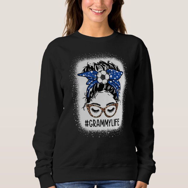 Sweatshirt Leopard Messy Bun Soccer Grammy Life Jeu Moth (Devant)
