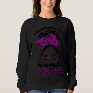 Sweatshirt Leopard Messy Hair Bun Je Porte Violet Fibromyalgi