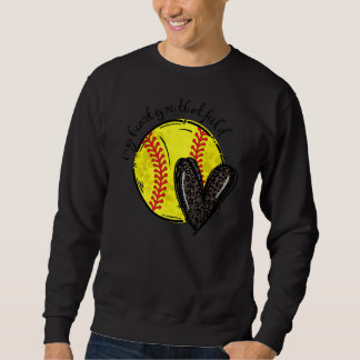 Sweatshirt Leopard Mon Coeur Est Sur Ce Terrain Softball Coeu