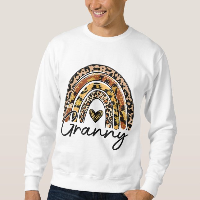 Sweatshirt Leopard Rainbow Granny Blessé Granny Fall Thanksg (Devant)