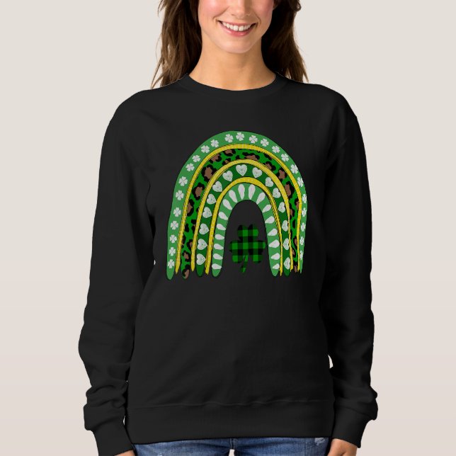 Sweatshirt Leopard Rainbow Irlandais Shamrocks St Patrick S D (Devant)