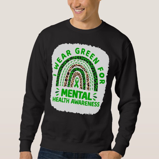 Sweatshirt Leopard Rainbow Je Porte Le Vert Pour La Santé Men (Devant)
