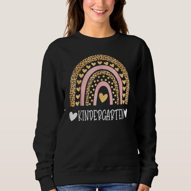 Sweatshirt Leopard Rainbow Kindergarten Enseignant Premier Jo (Devant)