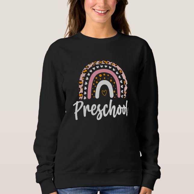 Sweatshirt Leopard Rainbow Preschool Retourner À L'École Ense (Devant)