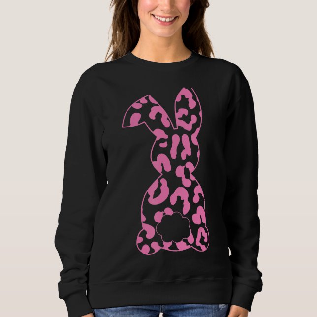Sweatshirt Léopard rose lapin lapin de Pâques mignonne Bonne  (Devant)