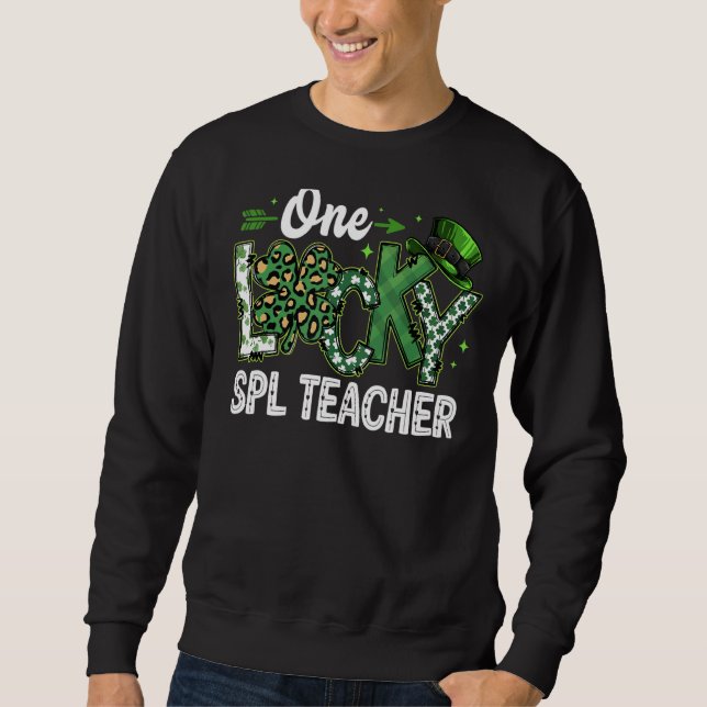 Sweatshirt Leopard Shamrock One Lucky Spl Enseignant St Patri (Devant)