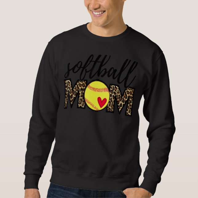Sweatshirt Leopard Softball Maman Softball Jour Vibes Mothe (Devant)