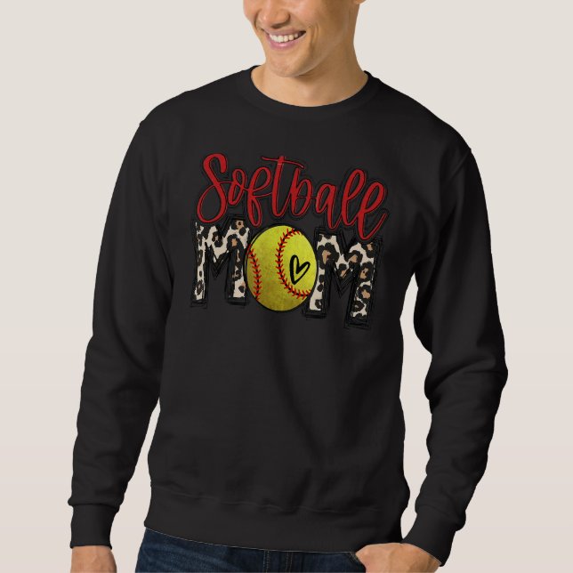 Sweatshirt Leopard Softball Maman Softball Jour Vibes Mothe (Devant)