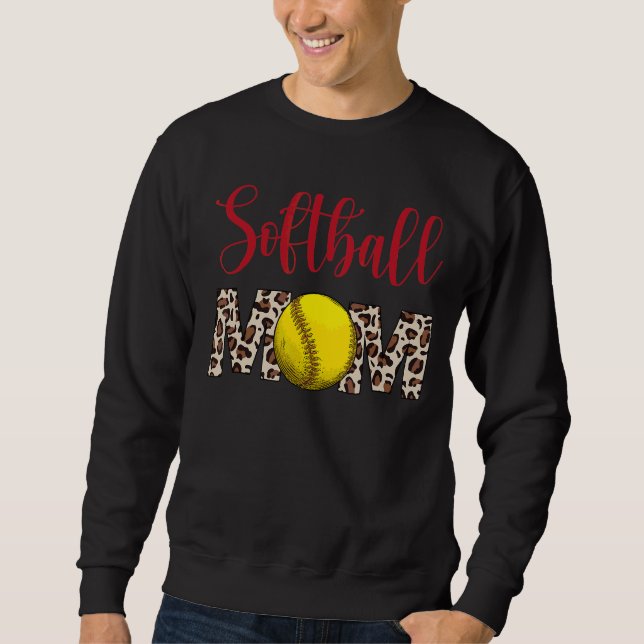 Sweatshirt Leopard Softball Maman Softball Jour Vibes Mothe (Devant)