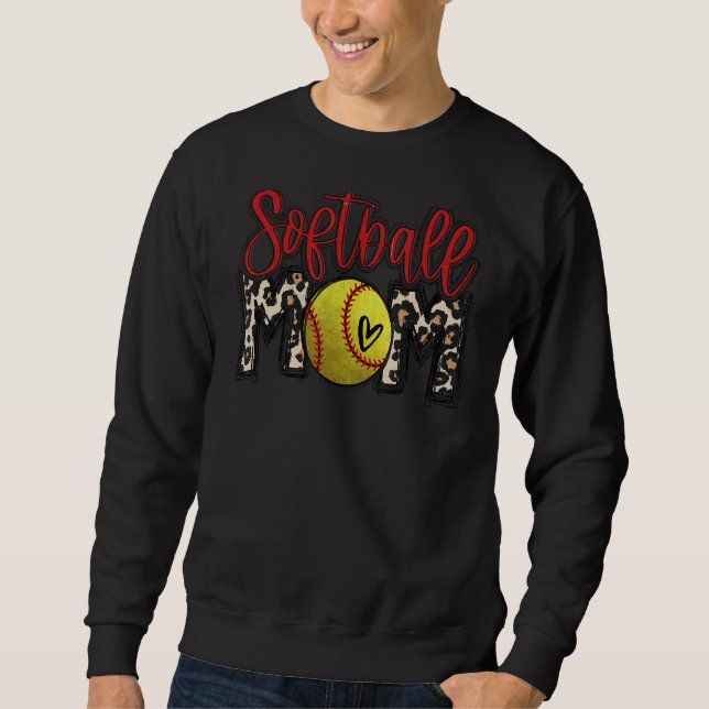 Sweatshirt Leopard Softball Maman Softball Jour Vibes Mothe (Devant)