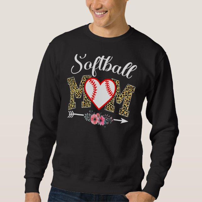 Sweatshirt Leopard Softball Maman Softball Jour Vibes Mothe (Devant)