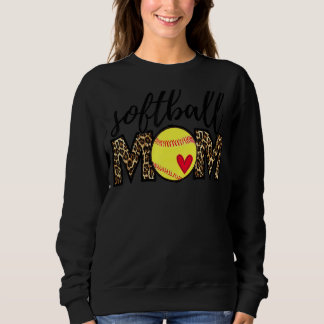 Sweatshirt Leopard Softball Maman Softball Jour Vibes Mothe