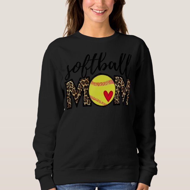 Sweatshirt Leopard Softball Maman Softball Jour Vibes Mothe (Devant)