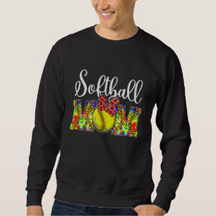 Sweatshirt Leopard Softball Maman Tie Dye Softball Jour Mot