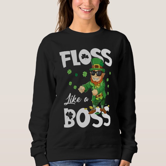 Sweatshirt Leprechaun Floss Comme Un Boss Jour de la Saint Pa (Devant)