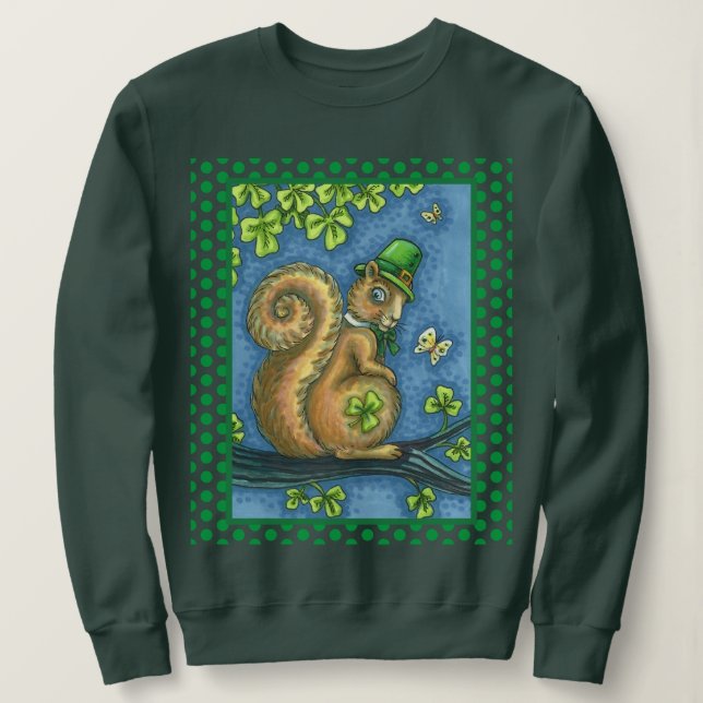 Sweatshirt LEPRECHAUN IRISH SQUIRREL, ST. JOUR DE PATRICK Luc (Design devant)