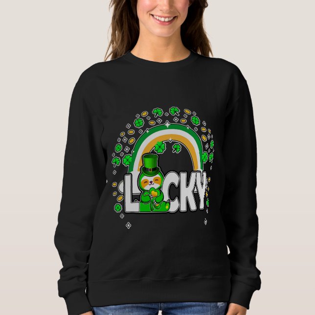 Sweatshirt Leprechaun Sloth Lucky Shamrock irlandais (Devant)