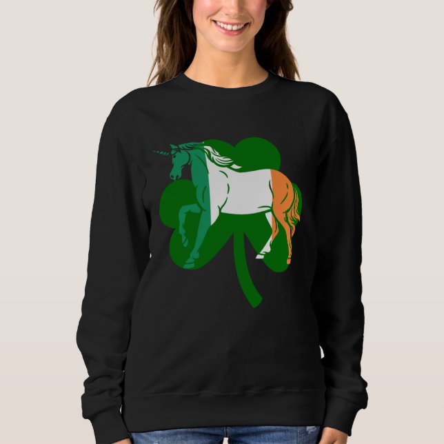 Sweatshirt Lepricon Unicorn Horse Lucky Shamrock St Patricku2 (Devant)
