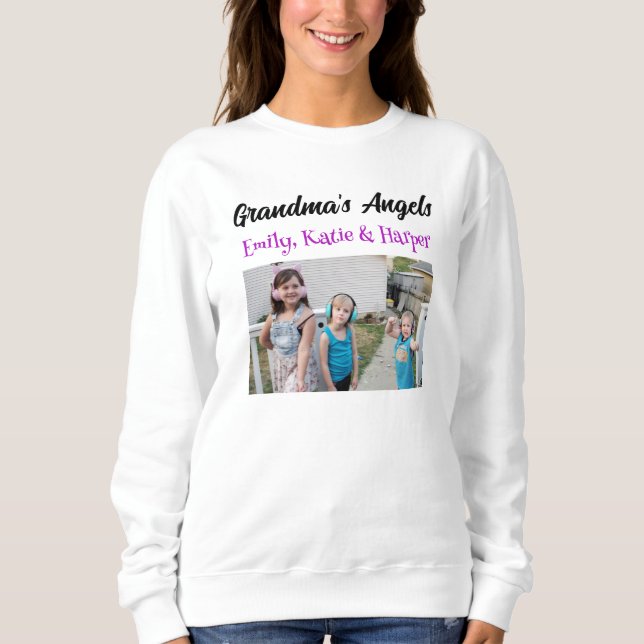 Sweatshirt Les anges de grand-mère | Photo et noms personnali (Devant)