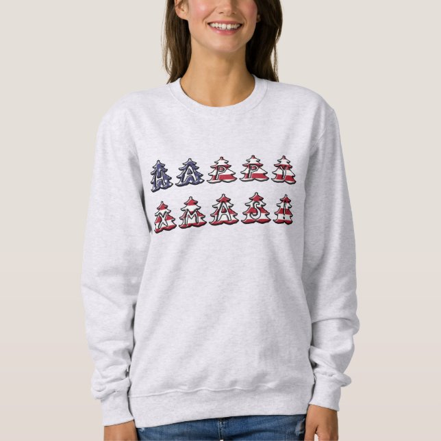 Sweatshirt Les arbres de Noël patriotiques Joyeux XMAS (Devant)