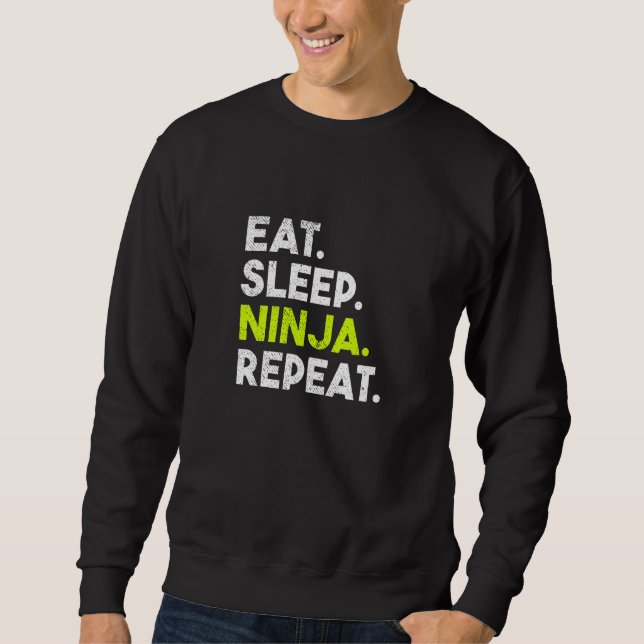 Sweatshirt Les enfants mangent le sommeil Ninja Répéter Ninja (Devant)