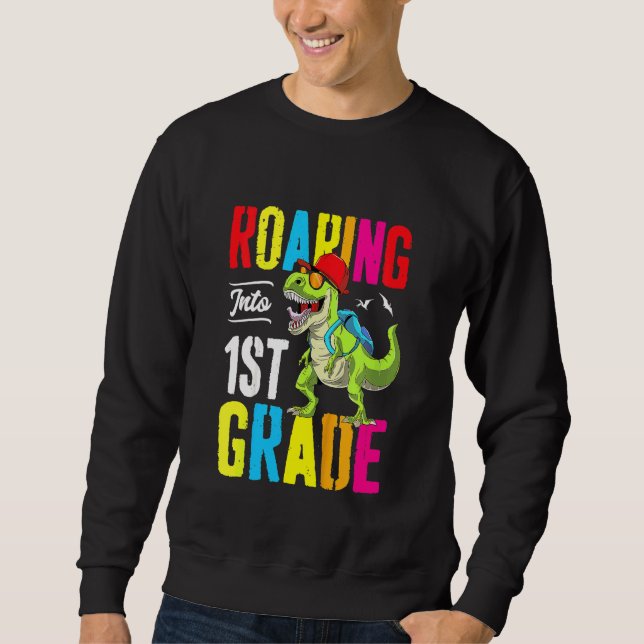 Sweatshirt Les enfants se ruent vers le sac à dos Dinosaure d (Devant)