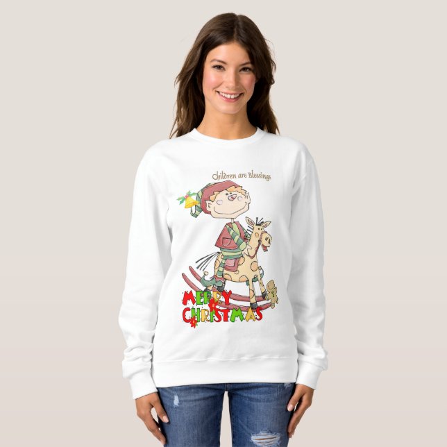 Sweatshirt Les enfants sont des bénédictions Noël (Devant entier)