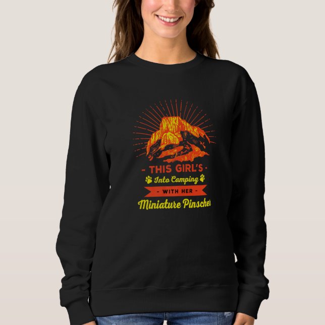 Sweatshirt Les Filles En Camping Avec Son Miniature Pinscher  (Devant)