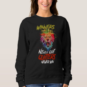 Sweatshirt Les gagnants du lion n'arrêtent jamais la motivati