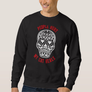 Sweatshirt Les gens font mal à mon chat Sugar Heart Skull Ant