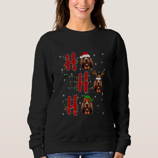 Sweatshirt Les lumières de Noël HO HO Bloodhound Dog Funny Ug (Devant)
