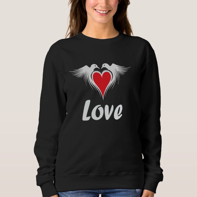 Sweatshirt Les oiseaux de la Saint-Valentin Forment de forme  (Devant)