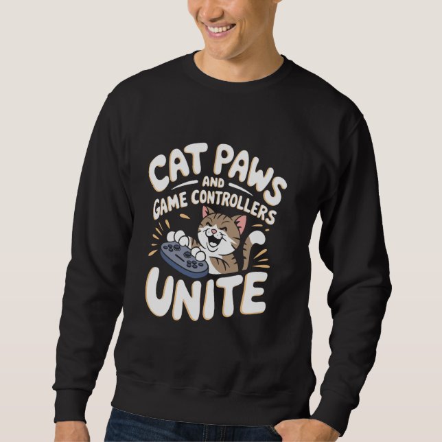 Sweatshirt Les pattes de chat et les manettes de jeu unissent (Devant)