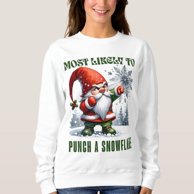 Sweatshirt Les Plus Susceptibles De Punir Un Flocon De Neige  (Devant)