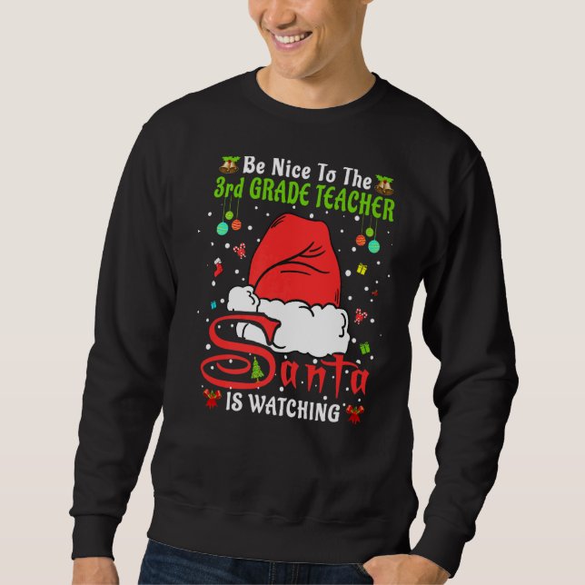 Sweatshirt Les Pyjamas De Noël Soyez Gentils Avec Chri, Ensei (Devant)