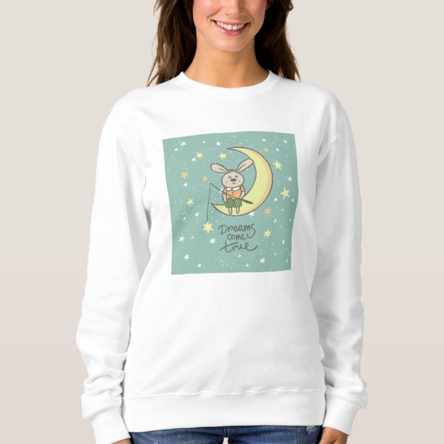 Sweatshirt Les rêves deviennent réalité | Lapin sur la Lune (Devant)