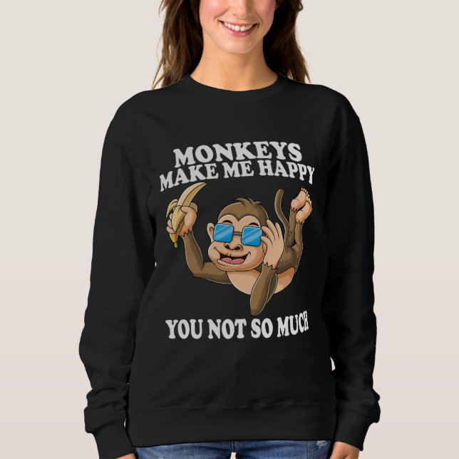 Sweatshirt Les singes me rendent heureux Petit singe mignon a (Devant)
